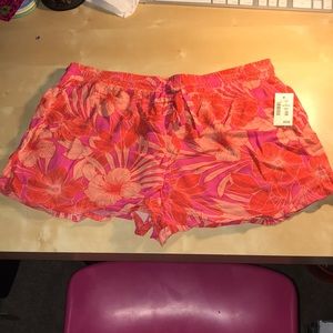 Pink Orange Floral tropical light weight shorts